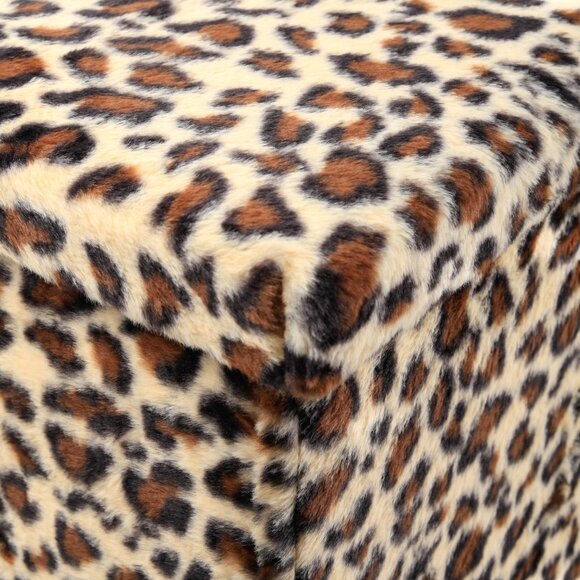Go-Poufs Knock-Down Medium Cube Faux Fur Storage Ottoman | Leopard | 15"x15"x15 - Picture 4 of 6